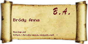Bródy Anna névjegykártya